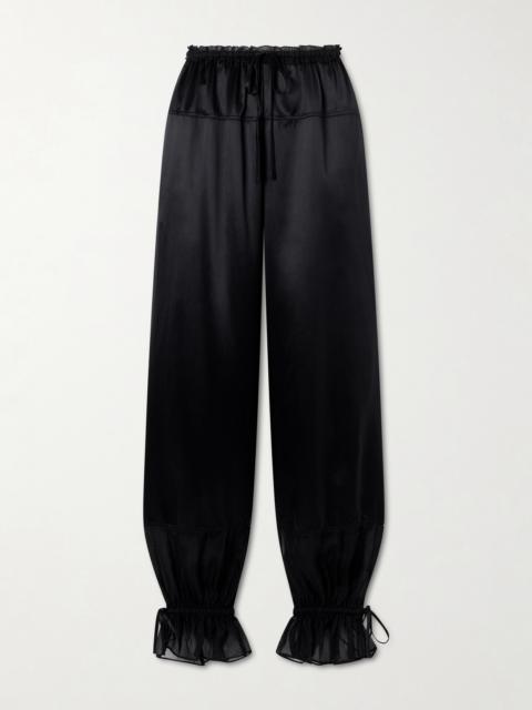 ULLA JOHNSON Camile Cinched Ruffled Silk Pants
