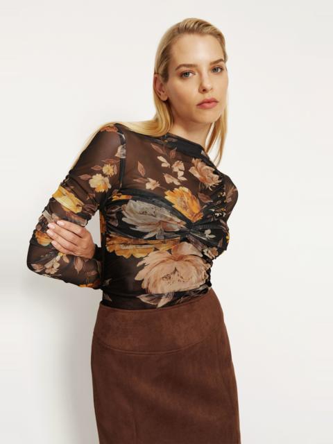 BARDOT Althea Mesh Bodysuit In Black Floral