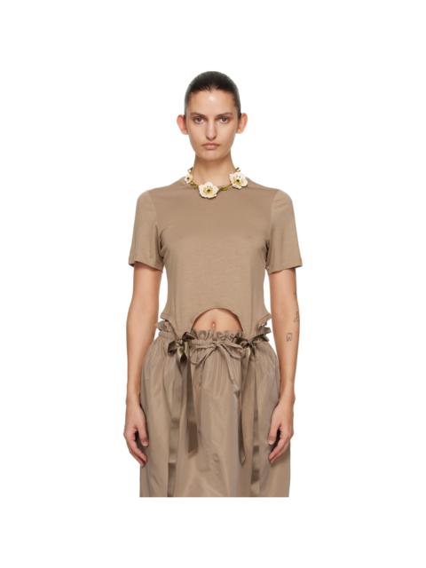 Simone Rocha Tan Bow Tail Easy T-shirt