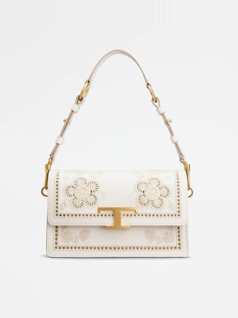 Tod's T TIMELESS SHOULDER BAG IN LEATHER MINI - WHITE