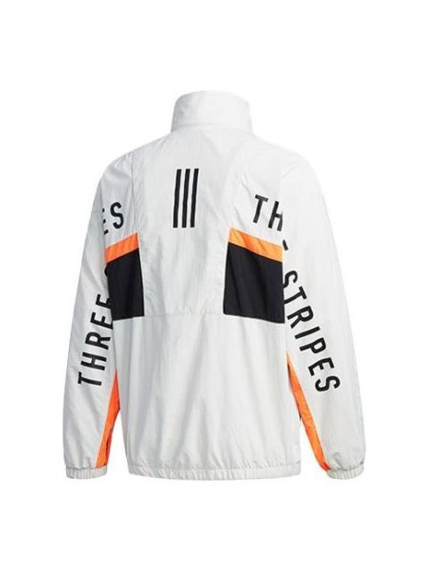 adidas Men's adidas Mh Cb Jkt Back Alphabet Logo Printing Sports Stand Collar Jacket Autumn Gray HN8480