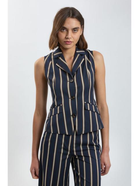 KAREN MILLEN Stripe Single Breasted Sleeveless Jacket