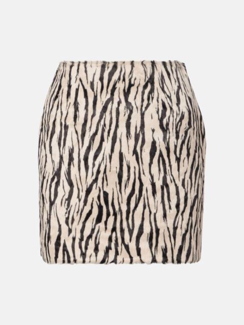 ROTATE Printed faux fur miniskirt