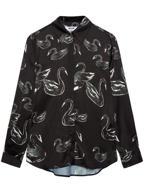 MSGM swan-print shirt