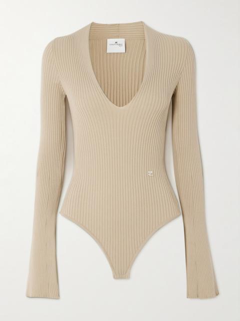 courrèges Embroidered Ribbed-knit Bodysuit