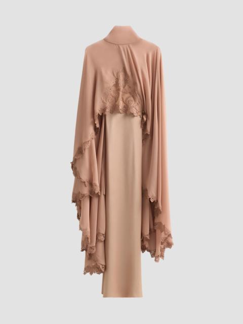 KOBI HALPERIN Women's Carmen Satin A-Line Cape Maxi Dress - Toffee