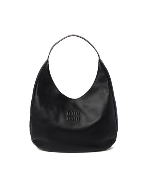 logo-debossed leather tote bag