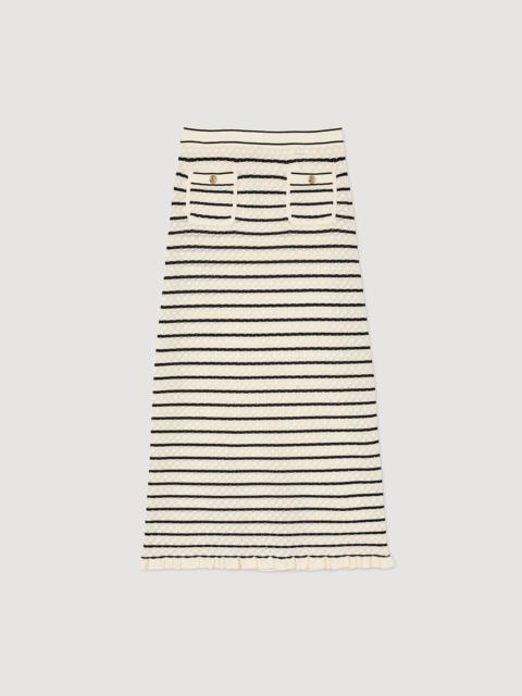 Sandro Striped knit midi skirt