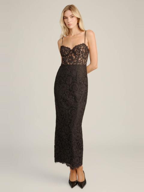 BARDOT Blaine Lace Bustier Midi Dress In Black