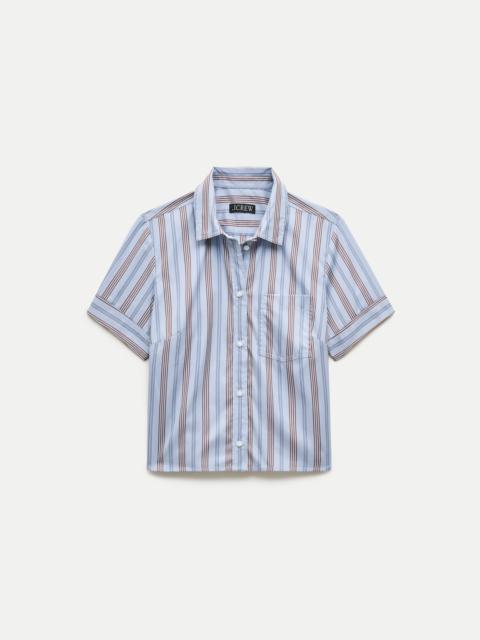 J.CREW Cropped button-up short-sleeve shirt in striped poplin