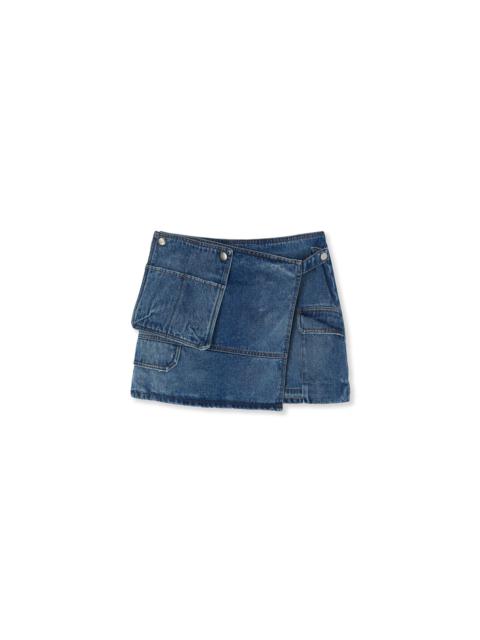 MSGM Blue denim pocketed mini skirt