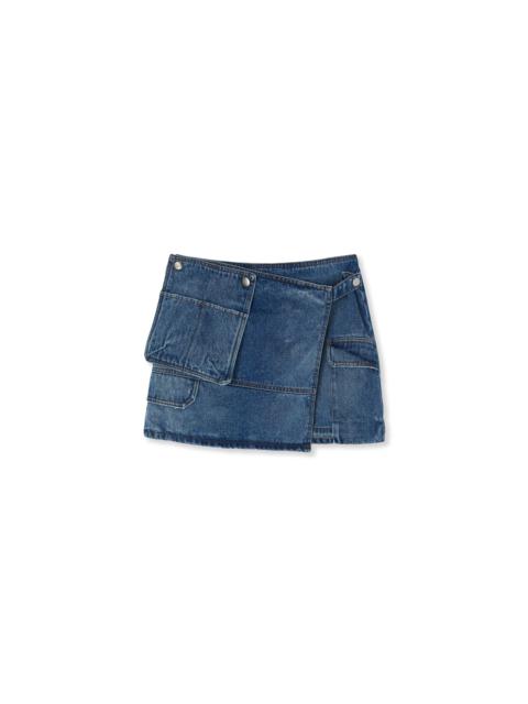 Blue denim pocketed mini skirt