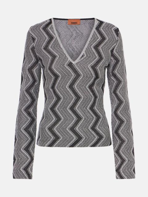 Zig Zag metallic knit sweater