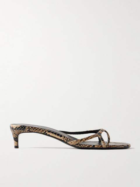 KHAITE Mila Snake-effect Leather Mules