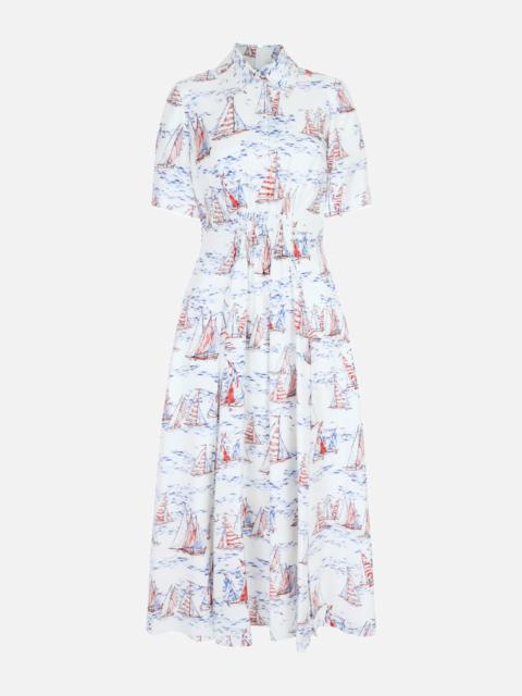 EMILIA WICKSTEAD Khloe Dress in Boat Print Silk Twill