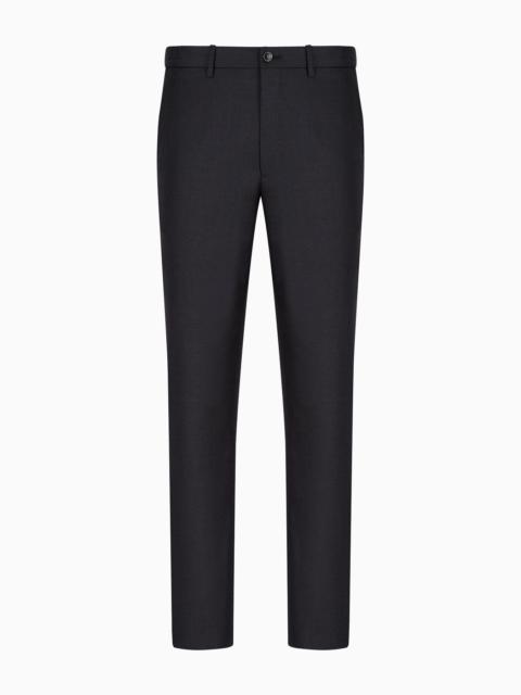 GIORGIO ARMANI Flat-front trousers in wool and cashmere gabardine