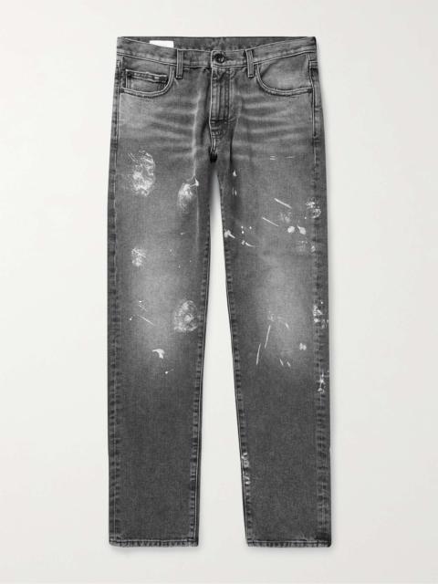 Off-White Slim-Fit Paint-Splattered Embroidered Jeans