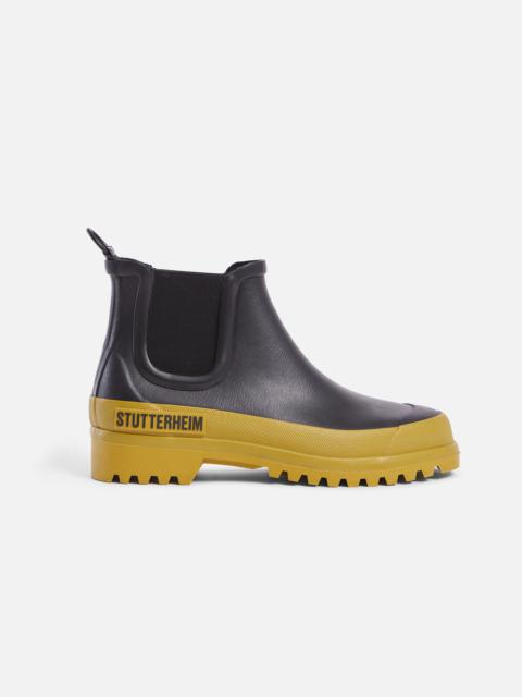 Stutterheim Black and Golden Waterproof Chelsea Rainwalker Boots