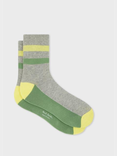 Paul Smith Grey and Green Ribbed Socks
