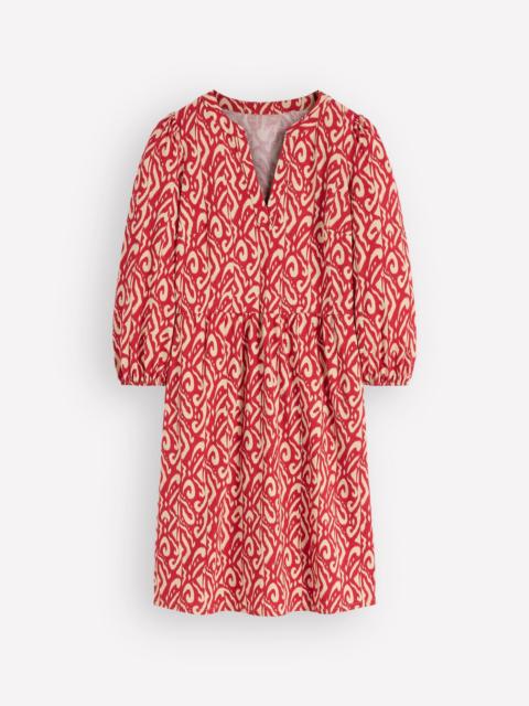 BODEN Cathy Notch Neck Jersey Dress-Merida Red, Ikat