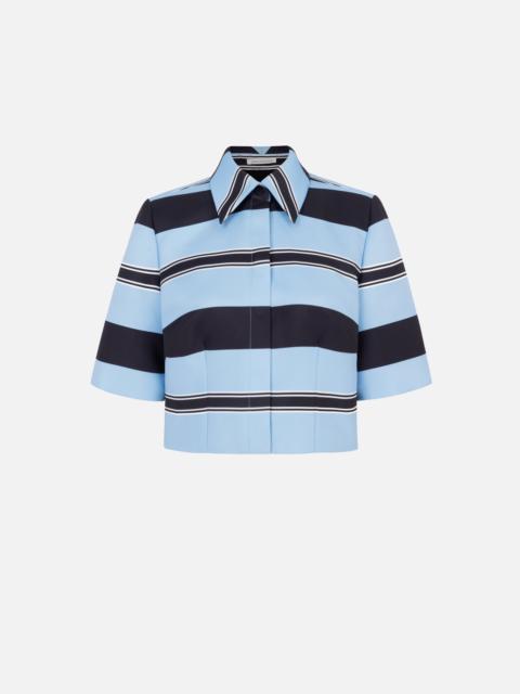 EMILIA WICKSTEAD Natalie Top in Blue & Black Striped Taffeta Faille