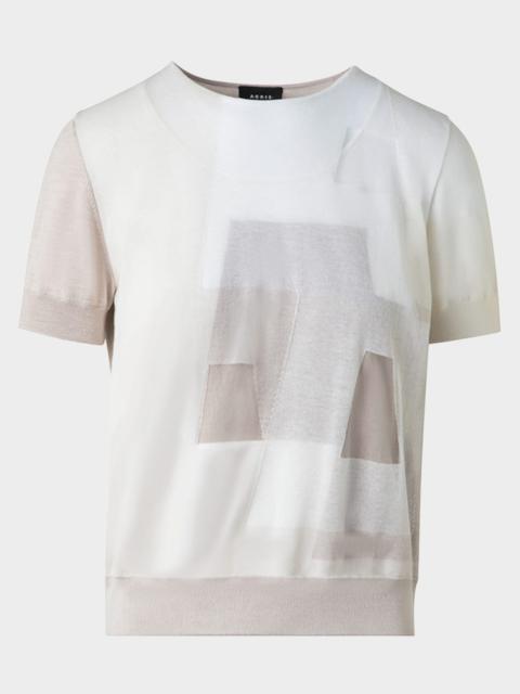 AKRIS Trapeze Rayonnant Intarsia Layered Short-Sleeve Sweater