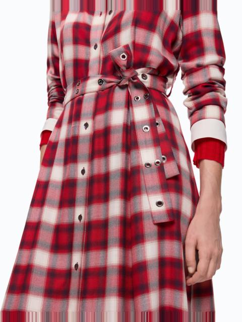 PINKO LONG SHIRT DRESS WITH CHECK PATTERN AND BELT