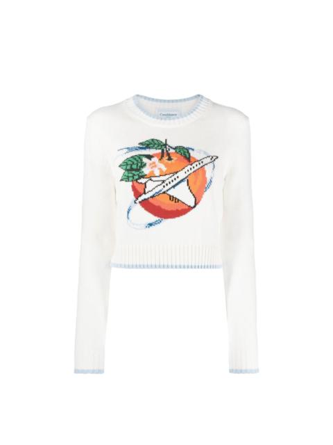 CASABLANCA Orbite Autour De L'Orange Crew Neck Jumper