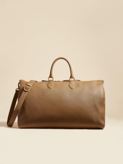 KHAITE The Pierre Weekender Bag in Toffee Pebbled Leather
