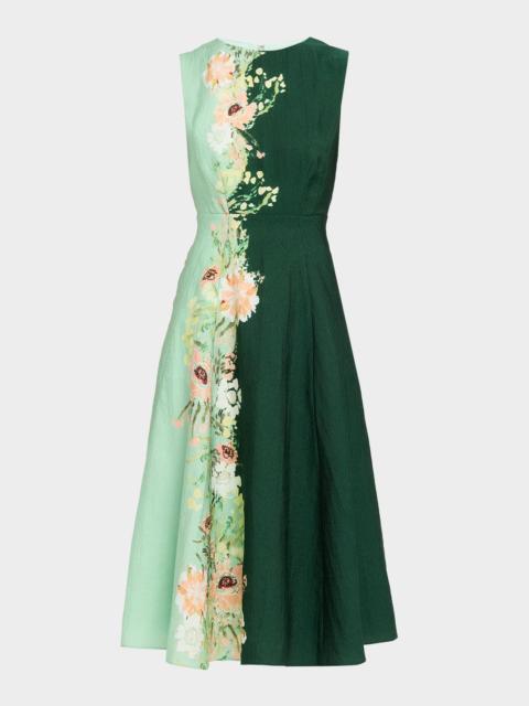 SALONI Flora Sleeveless A-Line Midi Dress