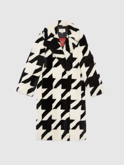 GUCCI Houndstooth shearling coat