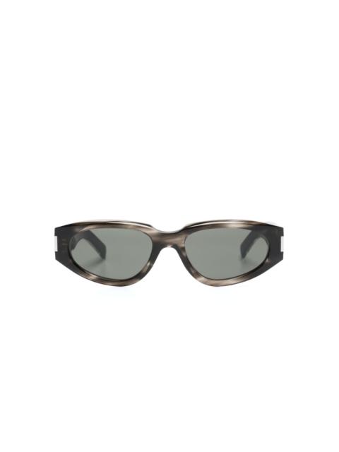 tortoiseshell-effect oval-frame sunglasses