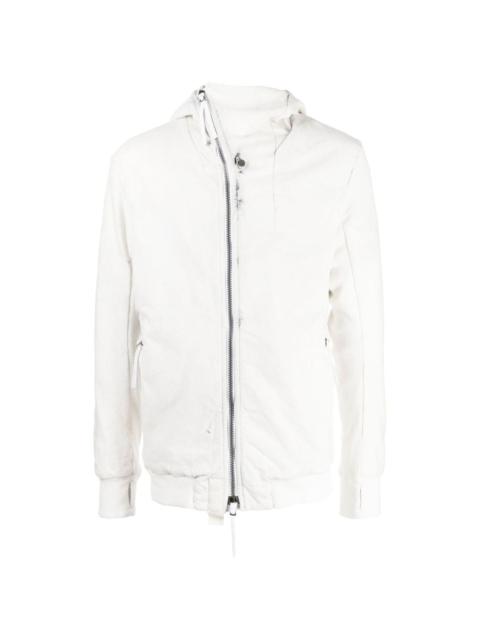 off-centre zip-up hooded jacket