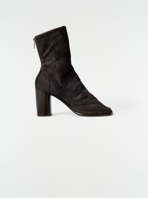 Lemaire 80 MM GLOVE HEELED ANKLE BOOTS IN PONY-STYLE LEATHER