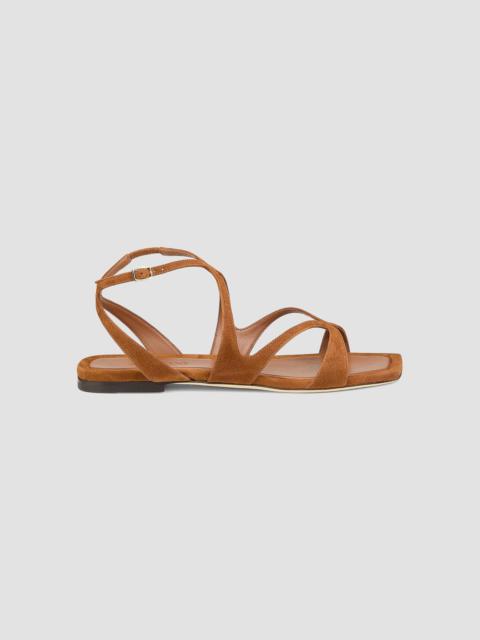 JIMMY CHOO Women's Ayla Suede Strappy Flat Sandals - Tan