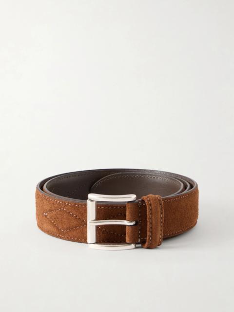 Anderson's 3cm Quilted Suede Leather Belt