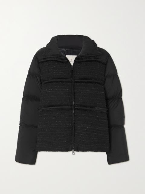 Moncler Aucun Quilted Tweed-lamé And Shell Down Jacket
