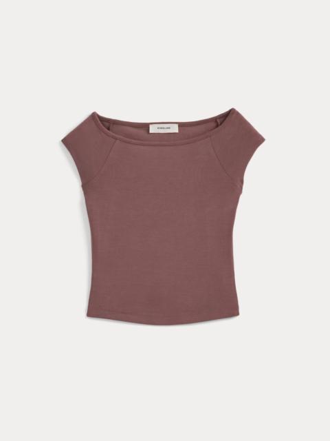 EVERLANE BOATNECK CAP-SLEEVE TOP IN BUTTERKNIT