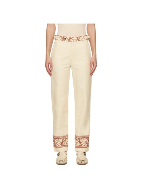 BODE Off-White Rose Garland Trousers