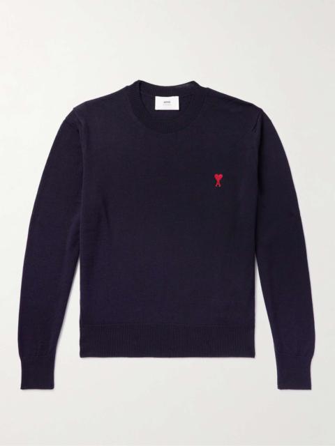AMI Paris Logo-Embroidered Merino Wool Sweater