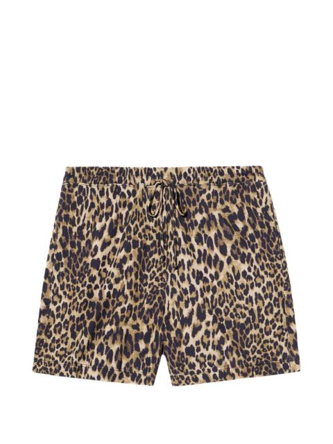 NILI LOTAN drawstring leopard-print shorts