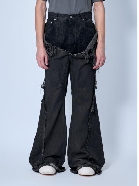 Rick Owens DRKSHDW Shredded Denim Slivered Bootcut Jeans