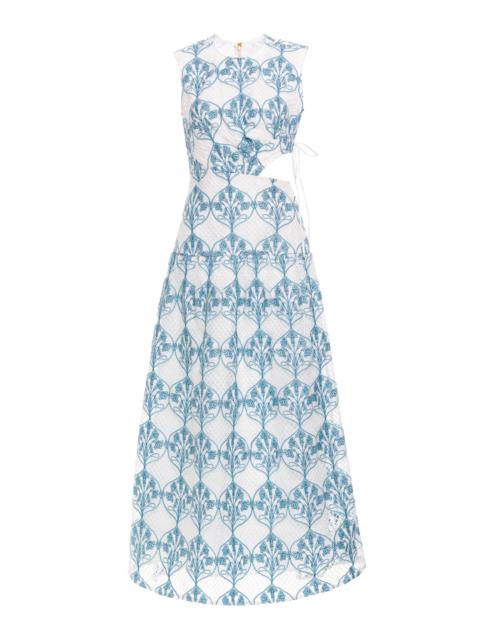 Otono Embroidered Midi Dress light blue