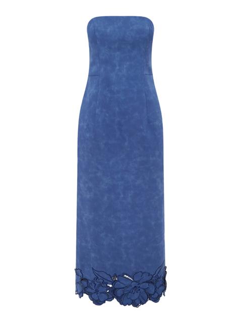 LEO LIN Rayna Applique Vegan Suede Maxi Dress blue