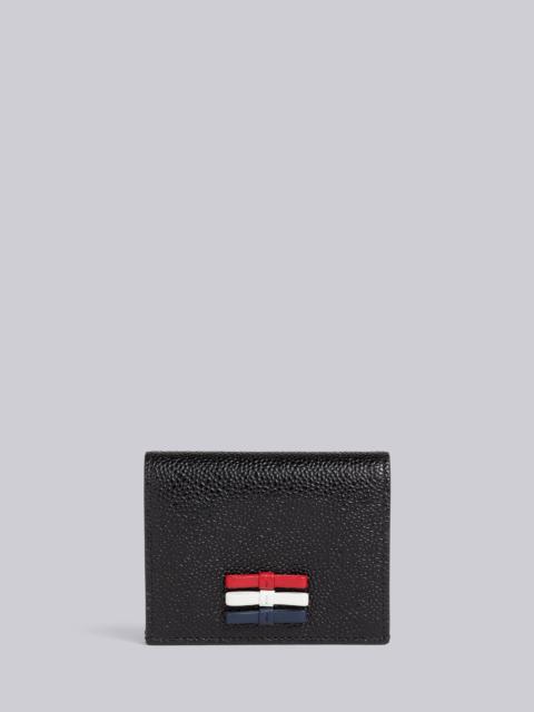 Thom Browne Black Pebble Grain Leather Bow Detail Double Card Holder