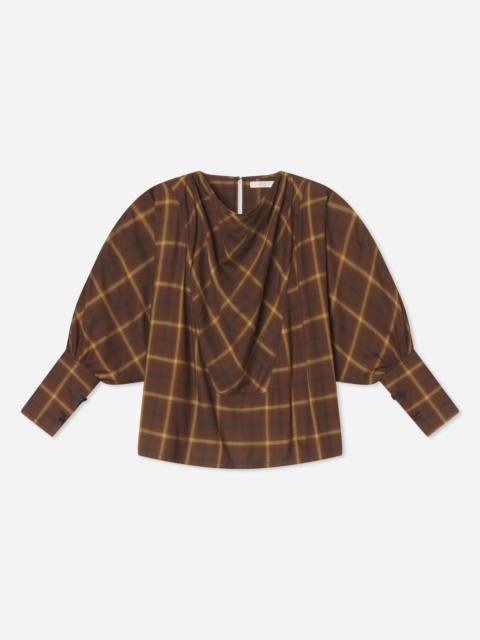 CO Draped Tunic Top in Check Plaid
