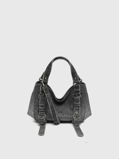 Diesel D-ONE-SMALL TOP-HANDLE BAG IN CRYSTAL SOLARISED DENIM