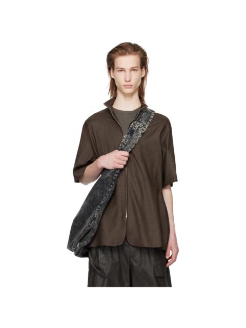 Omar Afridi Brown Elasticized Shirt