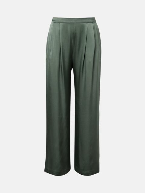 ASCENO Isola pleated silk twill wide-leg pants