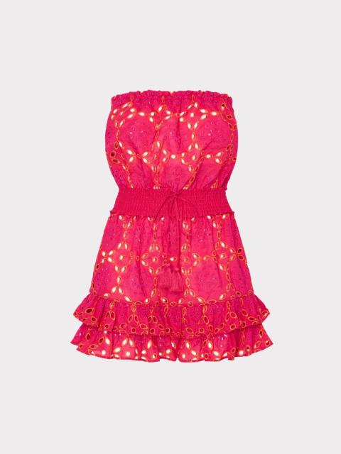 MILLY Verity Two Tone Geo Eyelet Cover-Up Dress